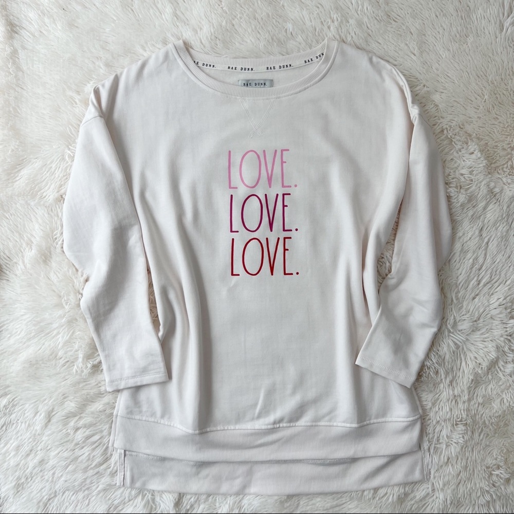 Rae Dunn cream crewneck sweatshirt love love love graphic Valentine’s Da…